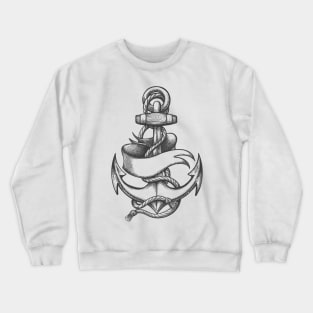 Ship Anchor with marine ropes and Blank Ribbon Old School Tattoo Crewneck Sweatshirt